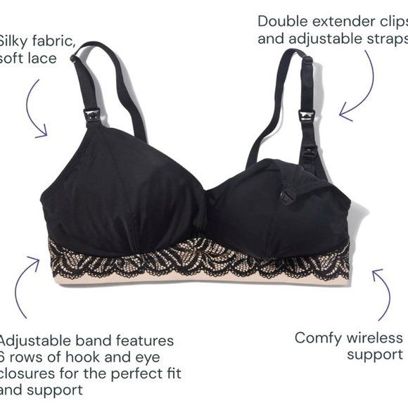 Willow The Luxe Pumping Bra Breastfeeding Bra Lace Trim Large NWT - Picture 4 of 15